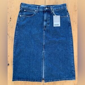 Everlane Blue Denim Midi Skirt 28R US 6 NWT